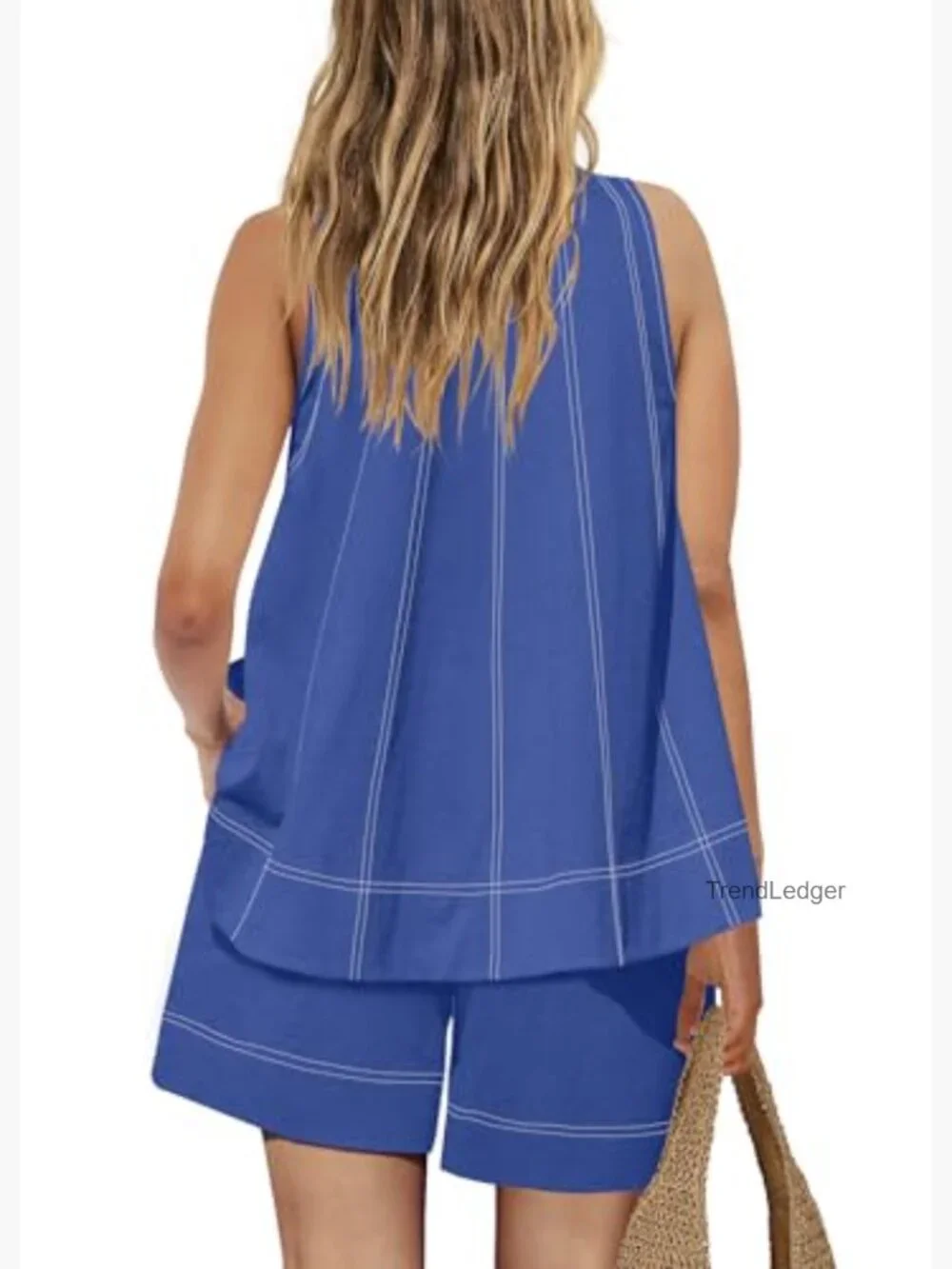 Sleeveless Tank Top and Shorts Matching Set with Pockets